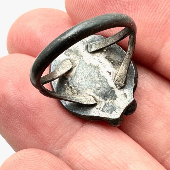 Native American Womens Ring Sterling Silver Green Turquoise Size 6.5 - Picture 4 of 5